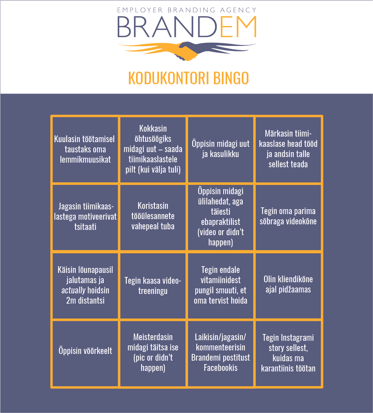 Brandemi kodukontori bingo